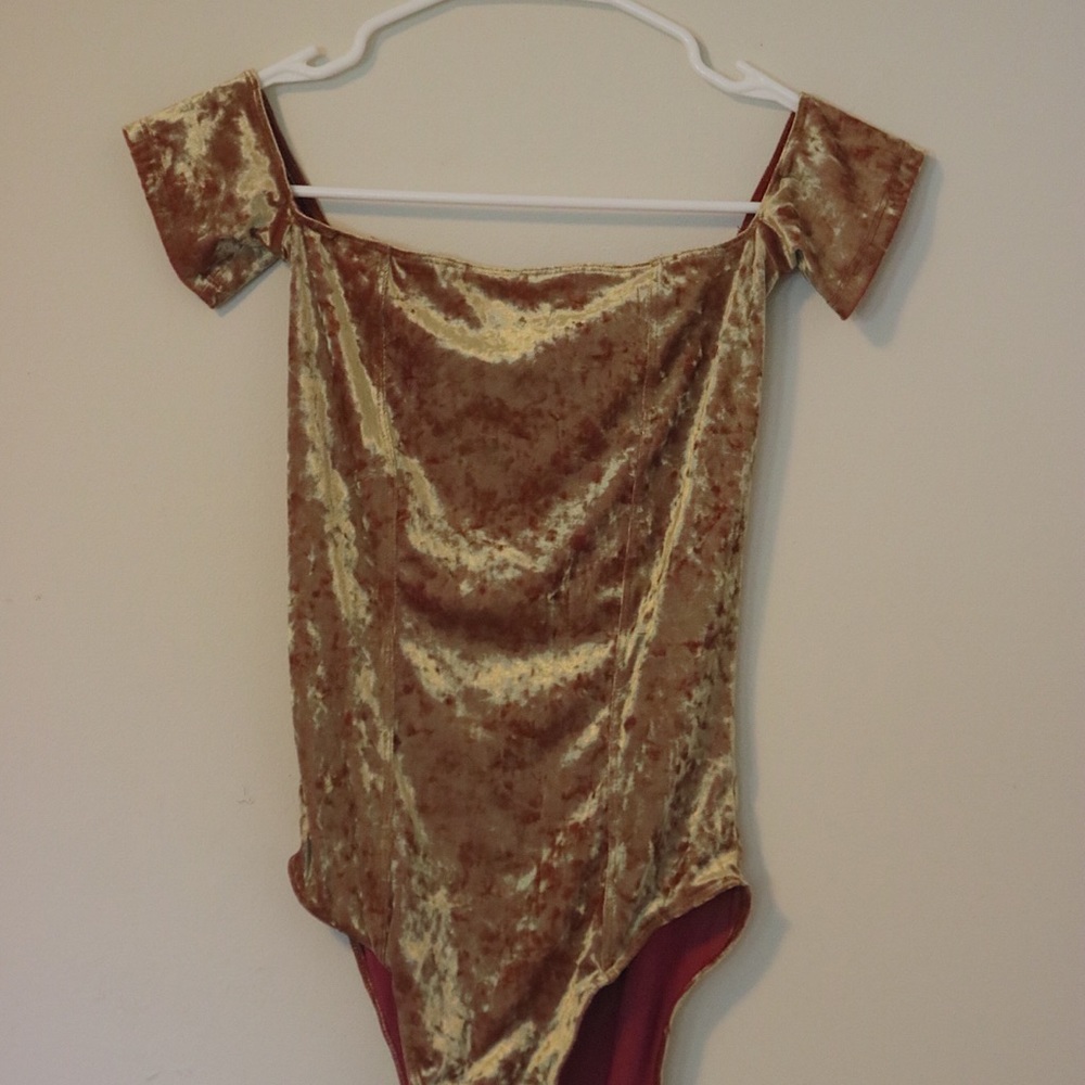 Out From Under UO Gold Velvet Bodysuit